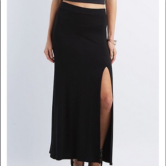 NWT Black High Slit Maxi Skirt - Picture 2 of 4